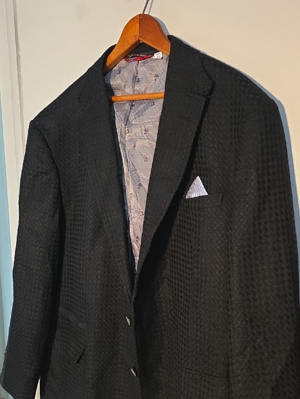 Robert Graham Black Textured Sport Coat with Notch Lapel 46R Awesome